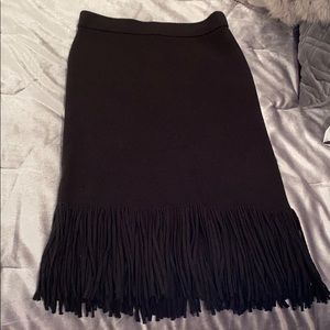 Black Knit Fringe Skirt